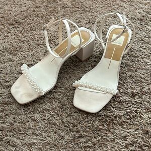 Dolce vita white pearl block heels. Size 8.